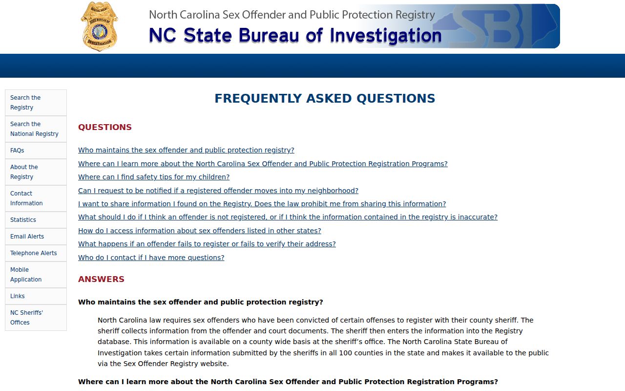 Currituck County sex offender registry identity and lawful use FAQ