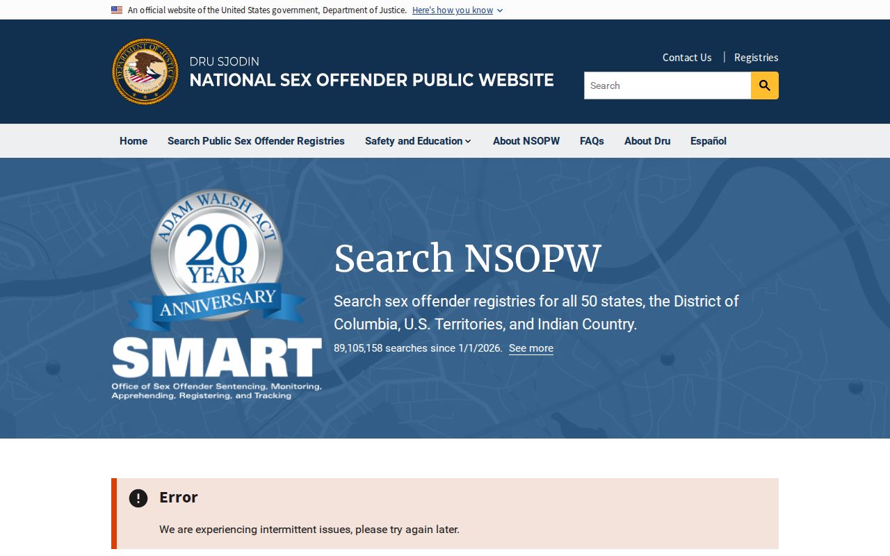 Currituck County sex offender check using the official NSOPW search
