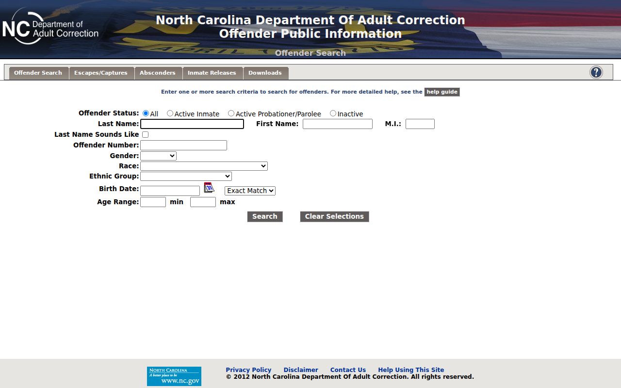 NCDAC offender search by name or offender number