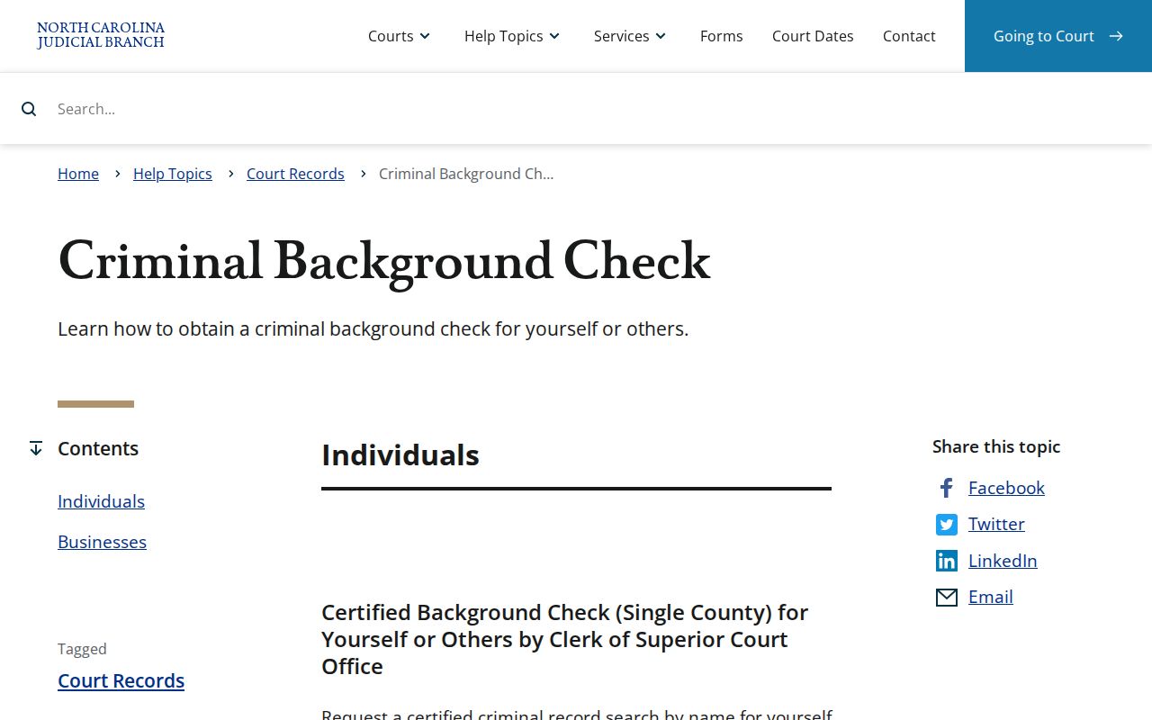 North Carolina certified clerk background check instructions